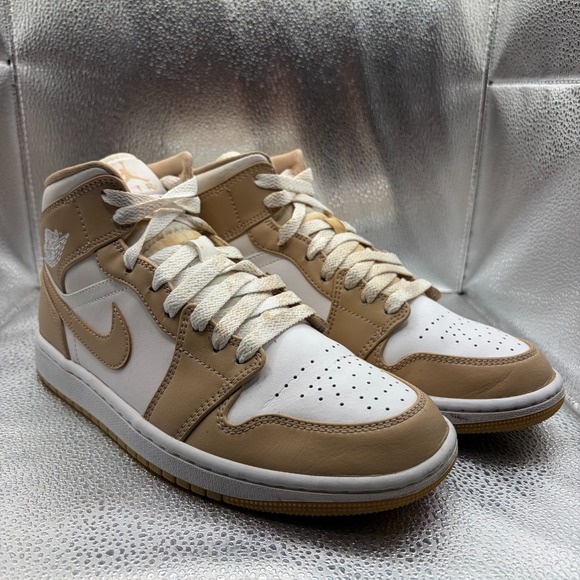 Jordan Other - Size 7.5 Nike Air Jordan 1 Mid Hemp Tan Gum White Mens Sneakers 554724-271
